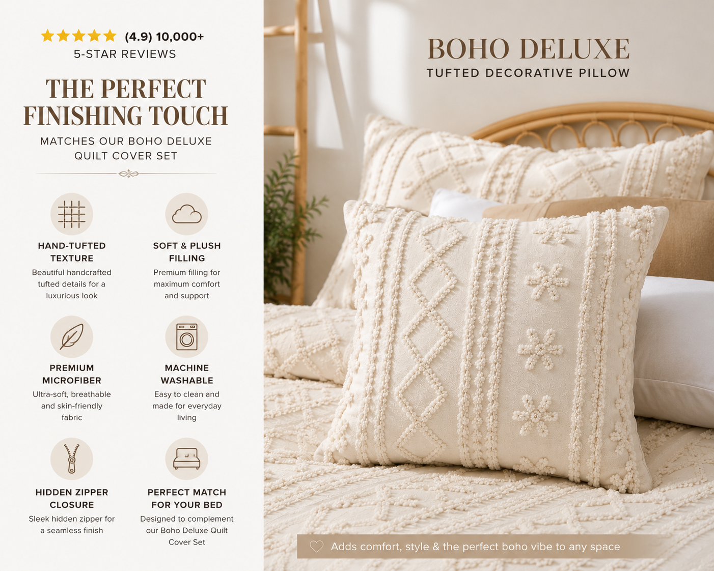 Boho Deluxe Tufted Accent Pillow